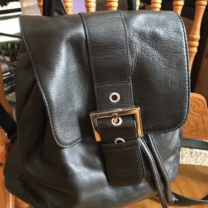 Soft black leather backpack